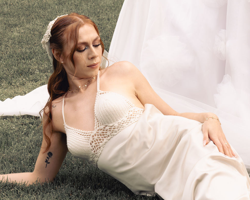 Dancing Queen – Satin Sheath with Crochet Bralette