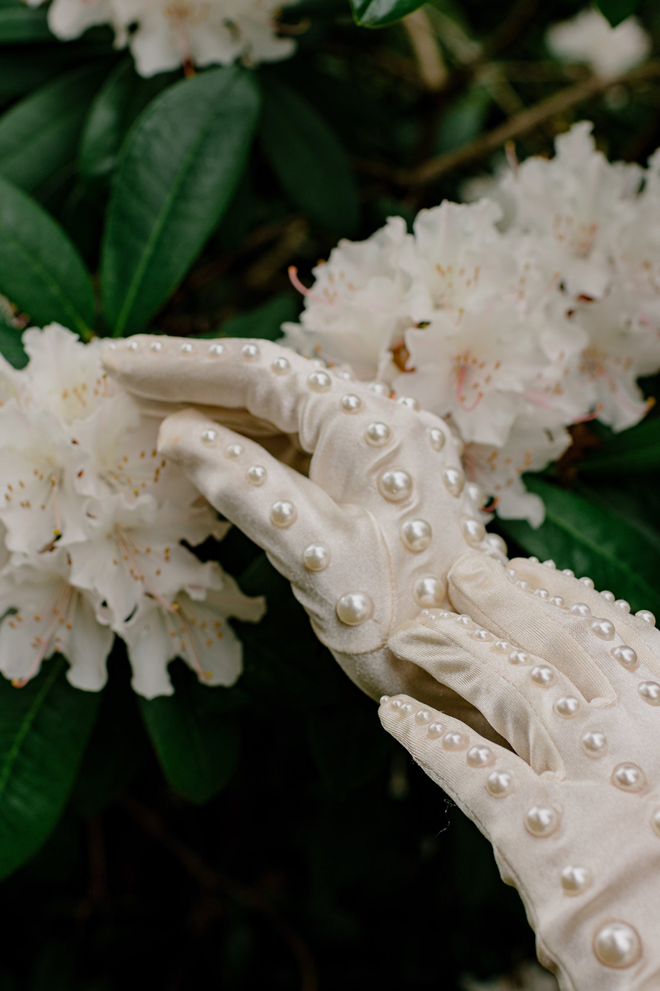 Pearl Embossed Opera gloves