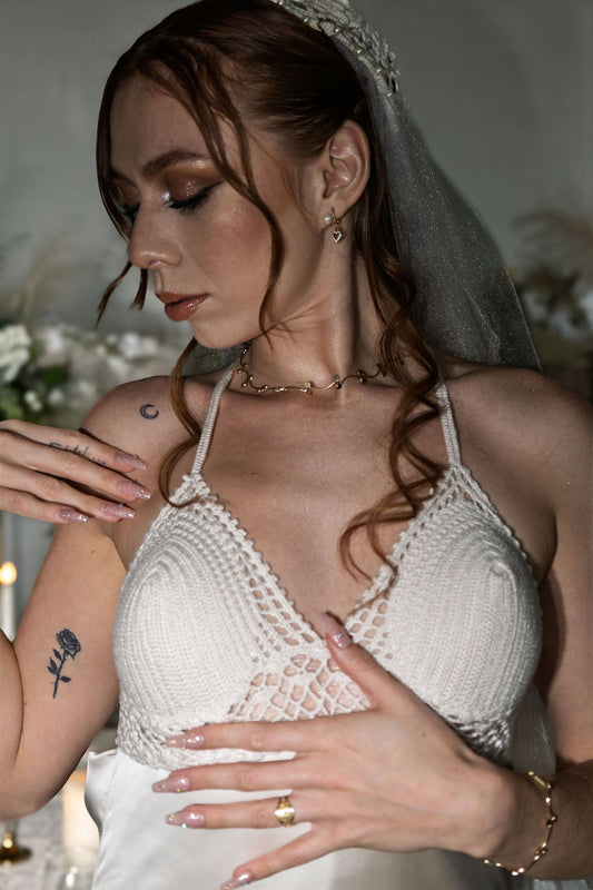 Dancing Queen – Satin Sheath with Crochet Bralette