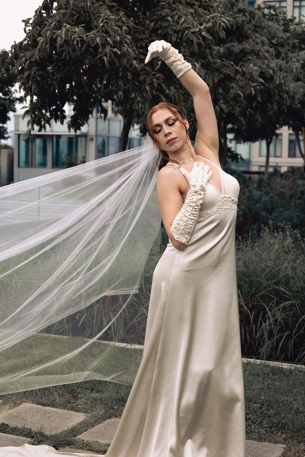 Dancing Queen – Satin Sheath with Crochet Bralette – KL Design