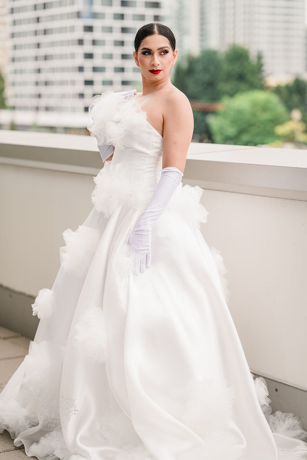 liquid organza wedding dress Opera – Full Ballgown in Mikado, Liquid Organza & Tulle Florettes – KL Design